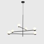 NEBULA Black 3-Arm Pendant Lamp with White Glass