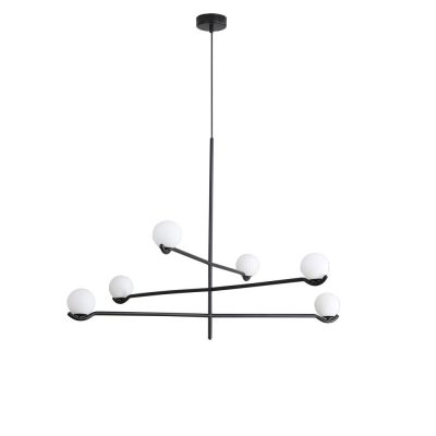 NEBULA Black 3-Arm Pendant Lamp with White Glass
