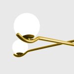 NEBULA Brass 3-Arm Pendant Lamp with White Glass