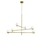 NEBULA Brass 3-Arm Pendant Lamp with White Glass