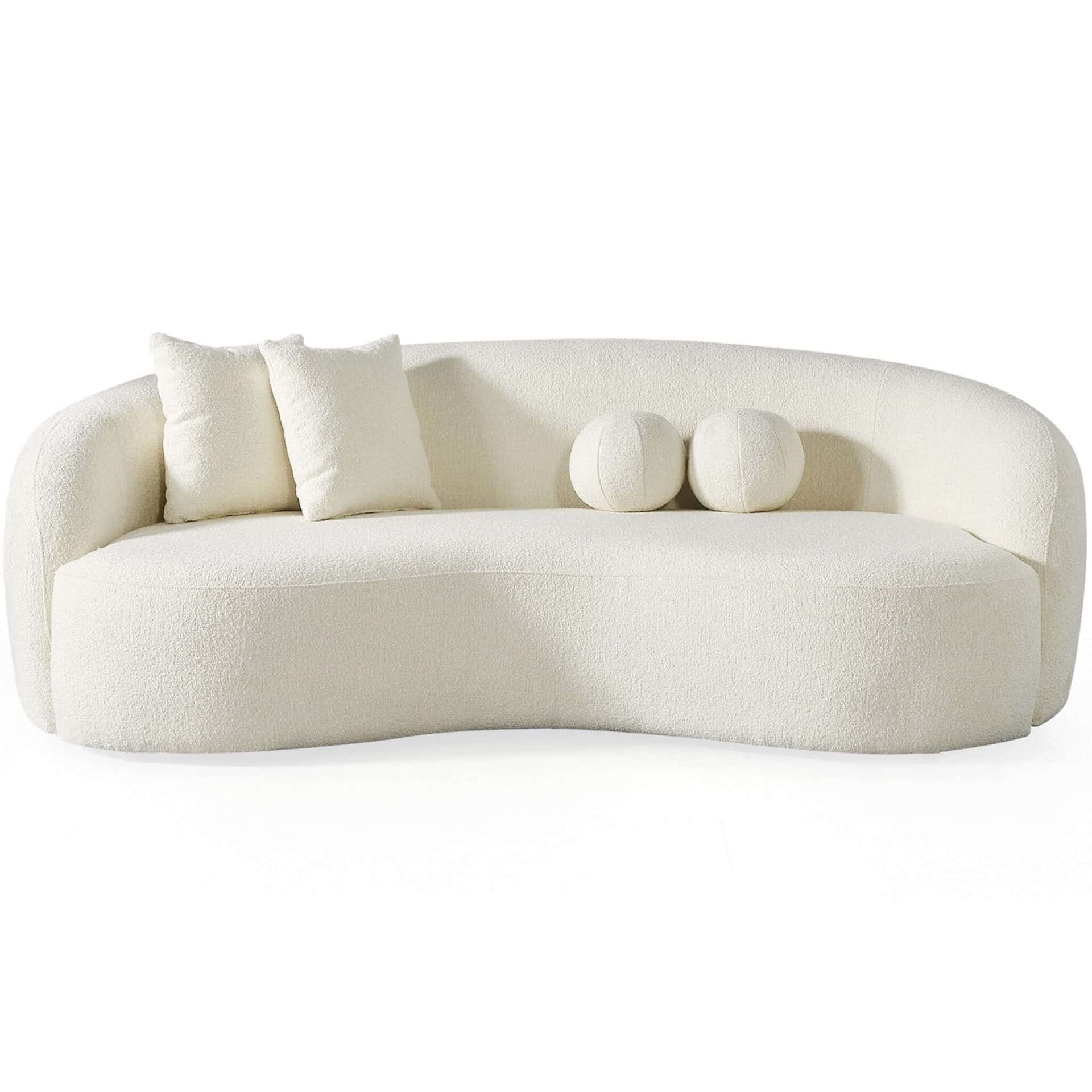 Ivory Boucle Tufted Sofa with Walnut Legs 7 Ivory Boucle Tufted Sofa with Walnut Legs - Image 7