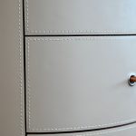 NERU Sand Leather Round 3-Drawer Side Table