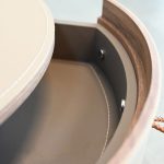 NERU Sand Leather Round 3-Drawer Side Table