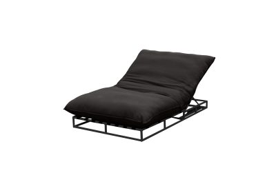 NEWPORT Charcoal Grey Sunbrella Indoor-Outdoor Lounger Black Powder Coated Legs