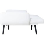 Modern Mid-Century White Linen Futon Sleeper Sofa Bed