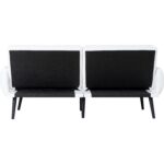 Modern Mid-Century White Linen Futon Sleeper Sofa Bed