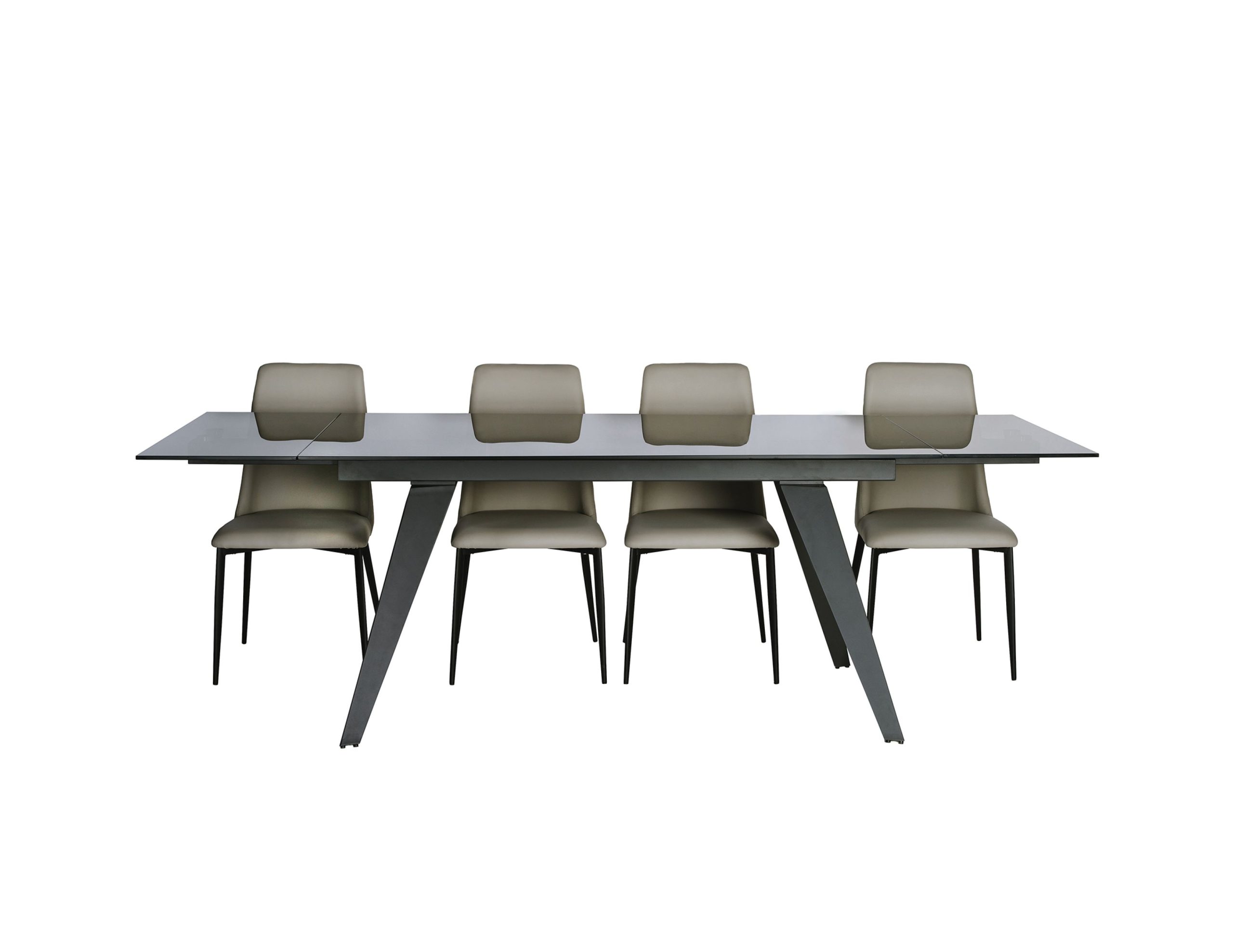 NOIRE Smoke Grey Glass Double Extension Dining Table 4 NOIRE Smoke Grey Glass Double Extension Dining Table - Image 4