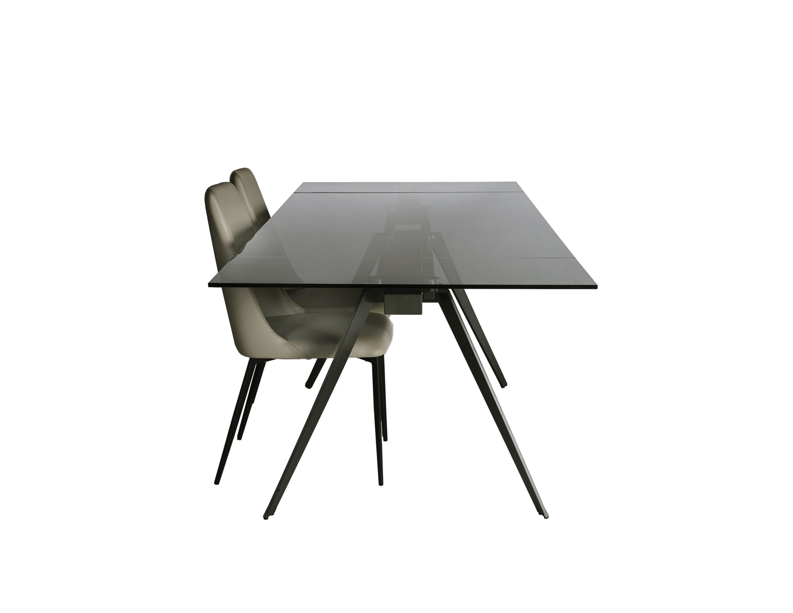 NOIRE Smoke Grey Glass Double Extension Dining Table 5 NOIRE Smoke Grey Glass Double Extension Dining Table - Image 5