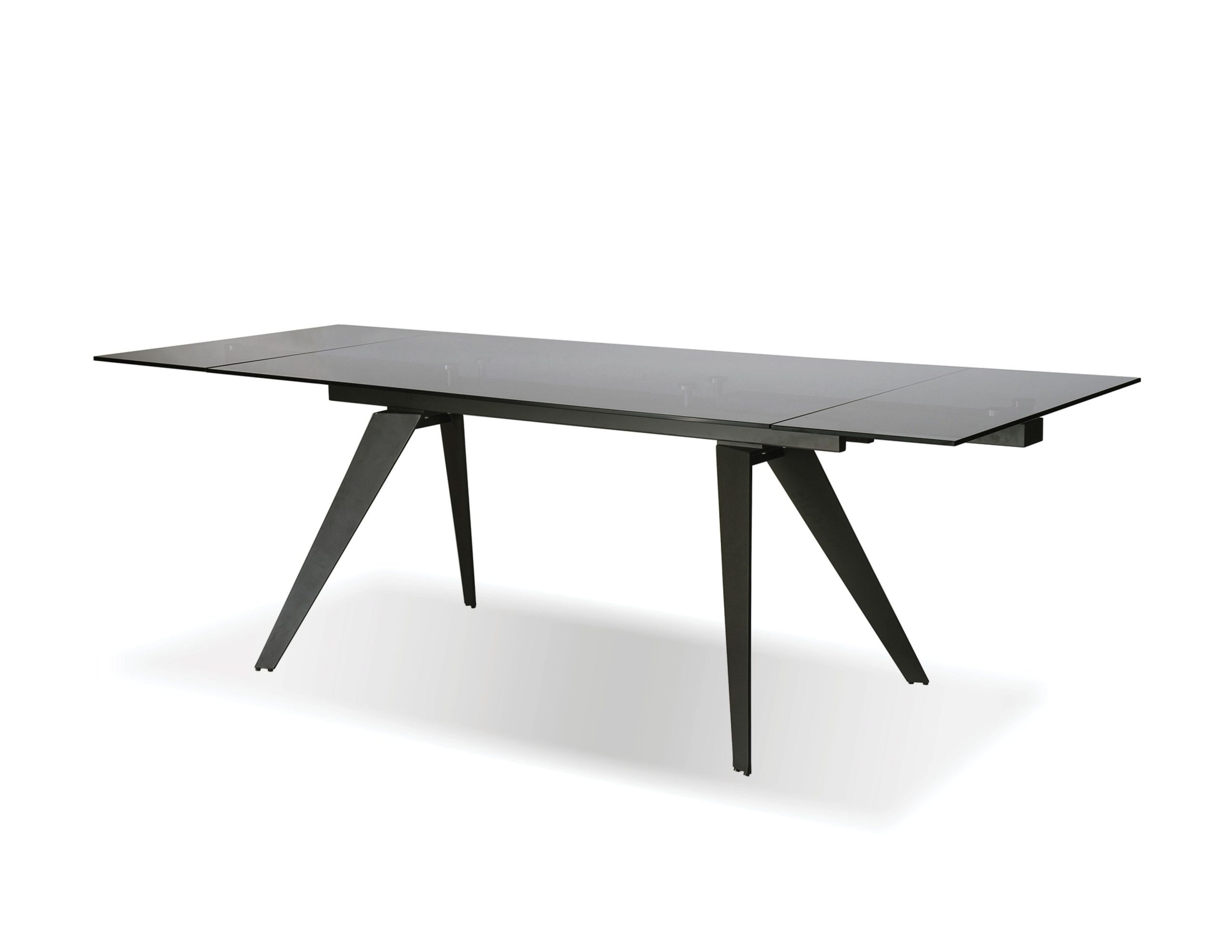 NOIRE Smoke Grey Glass Double Extension Dining Table 1 NOIRE Smoke Grey Glass Double Extension Dining Table
