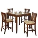 Faux Marble Counter Height Dining Set with Padded Stools (5-Piece)