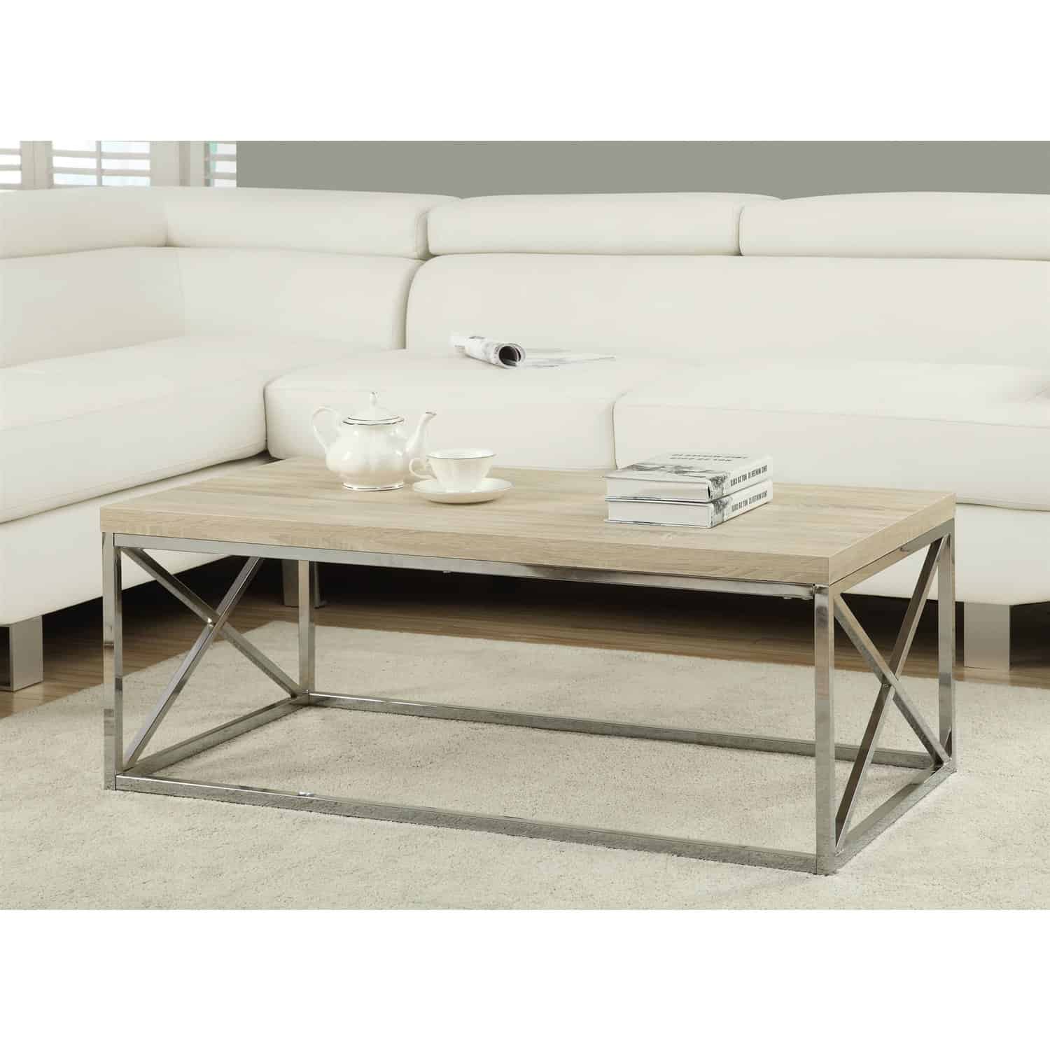 Modern Coffee Table with Wood Top and Metal X-Legs 1 Modern Coffee Table with Wood Top and Metal X-Legs