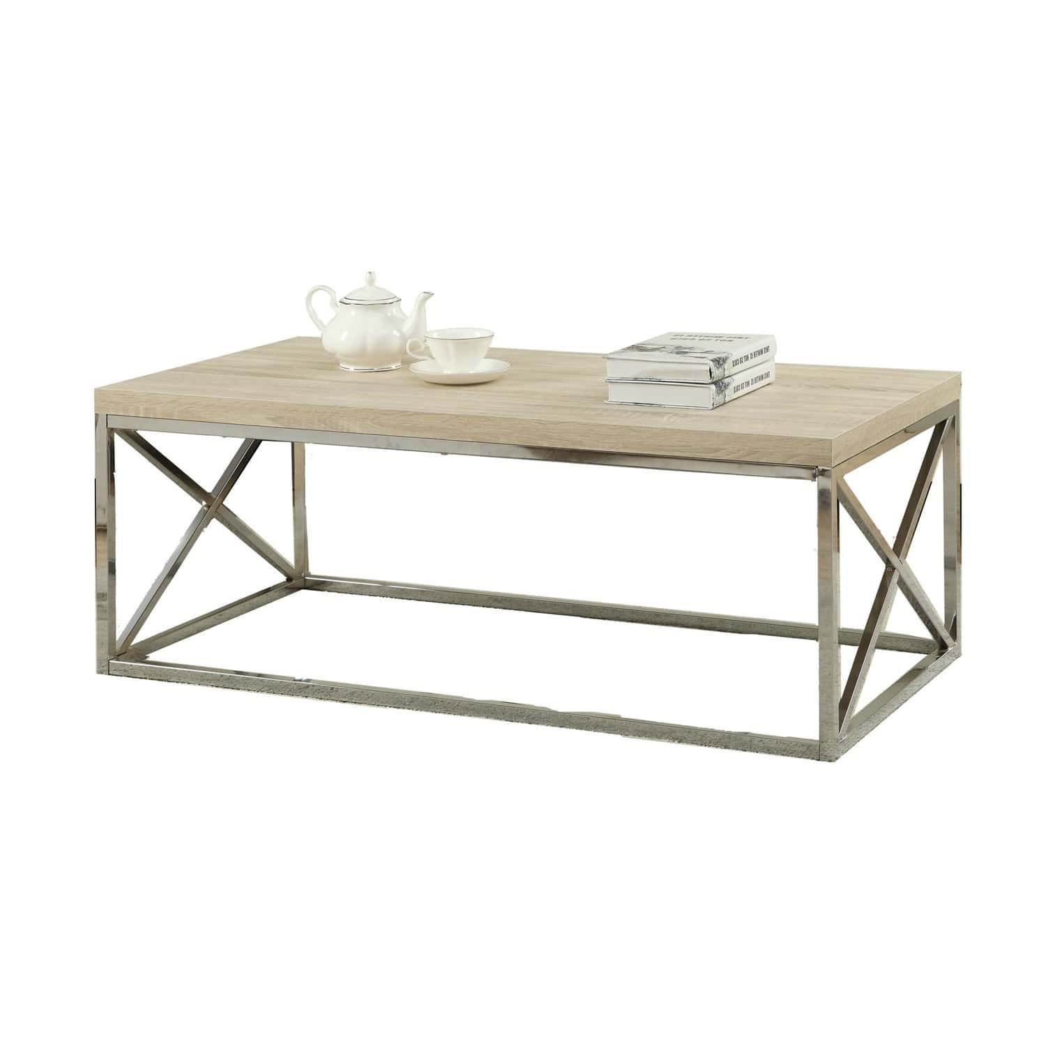 Modern Coffee Table with Wood Top and Metal X-Legs 2 Modern Coffee Table with Wood Top and Metal X-Legs - Image 2