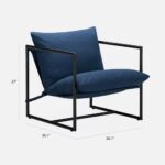Modern Navy Blue Upholstered Sling Chair with Metal Frame
