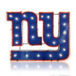 NY Giants Lighted Recycled Metal Logo Sign NFL Licensed