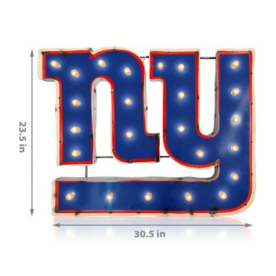 NY Giants Lighted Recycled Metal Logo Sign NFL Licensed
