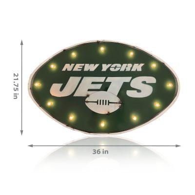 NY Jets Recycled Metal Lighted NFL Logo Sign
