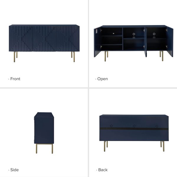 Nadia Navy Boho Geometric Door Modern Storage Sideboard 4