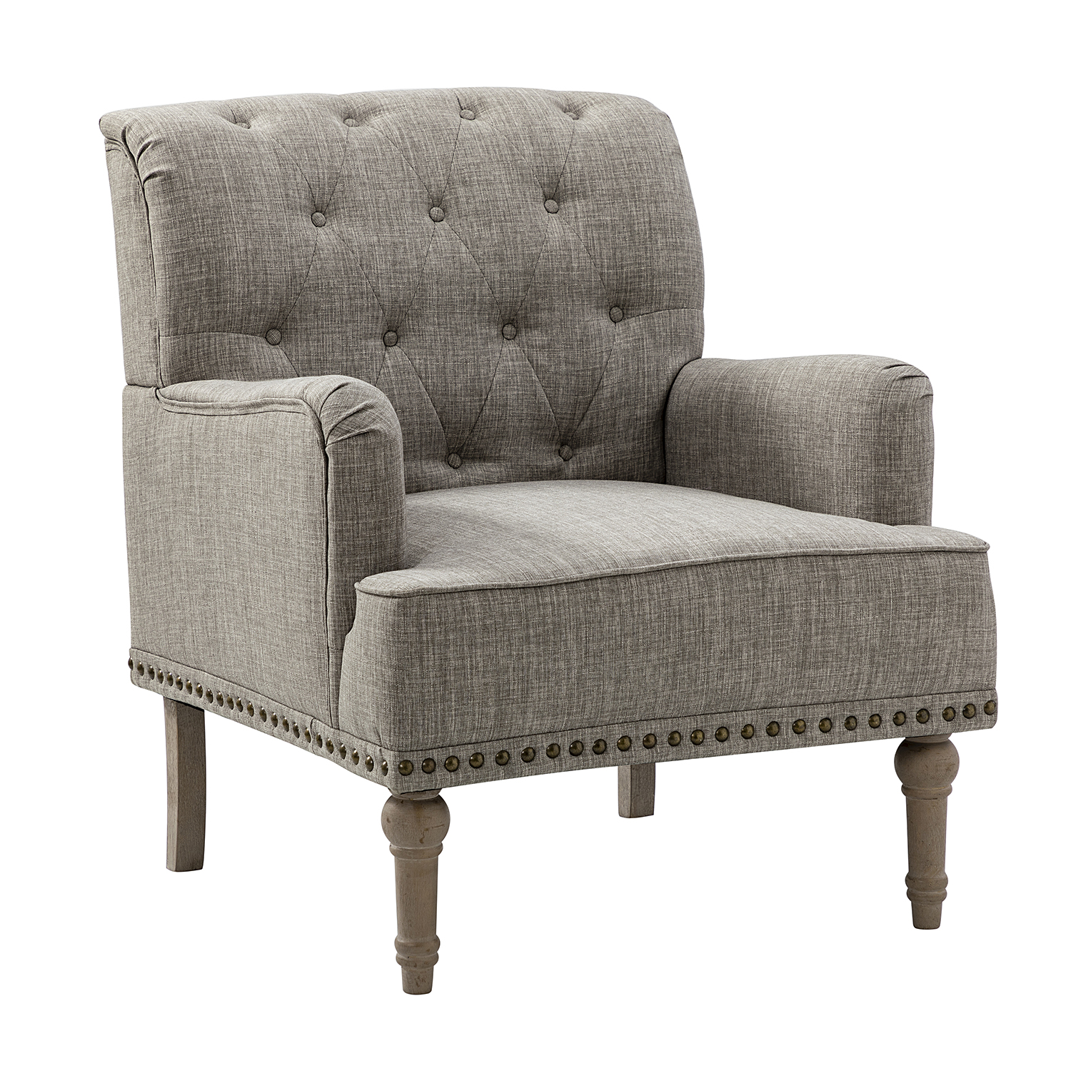 Naida Grey Tufted Nailhead Accent Armchair 2 Naida Grey Tufted Nailhead Accent Armchair - Image 2
