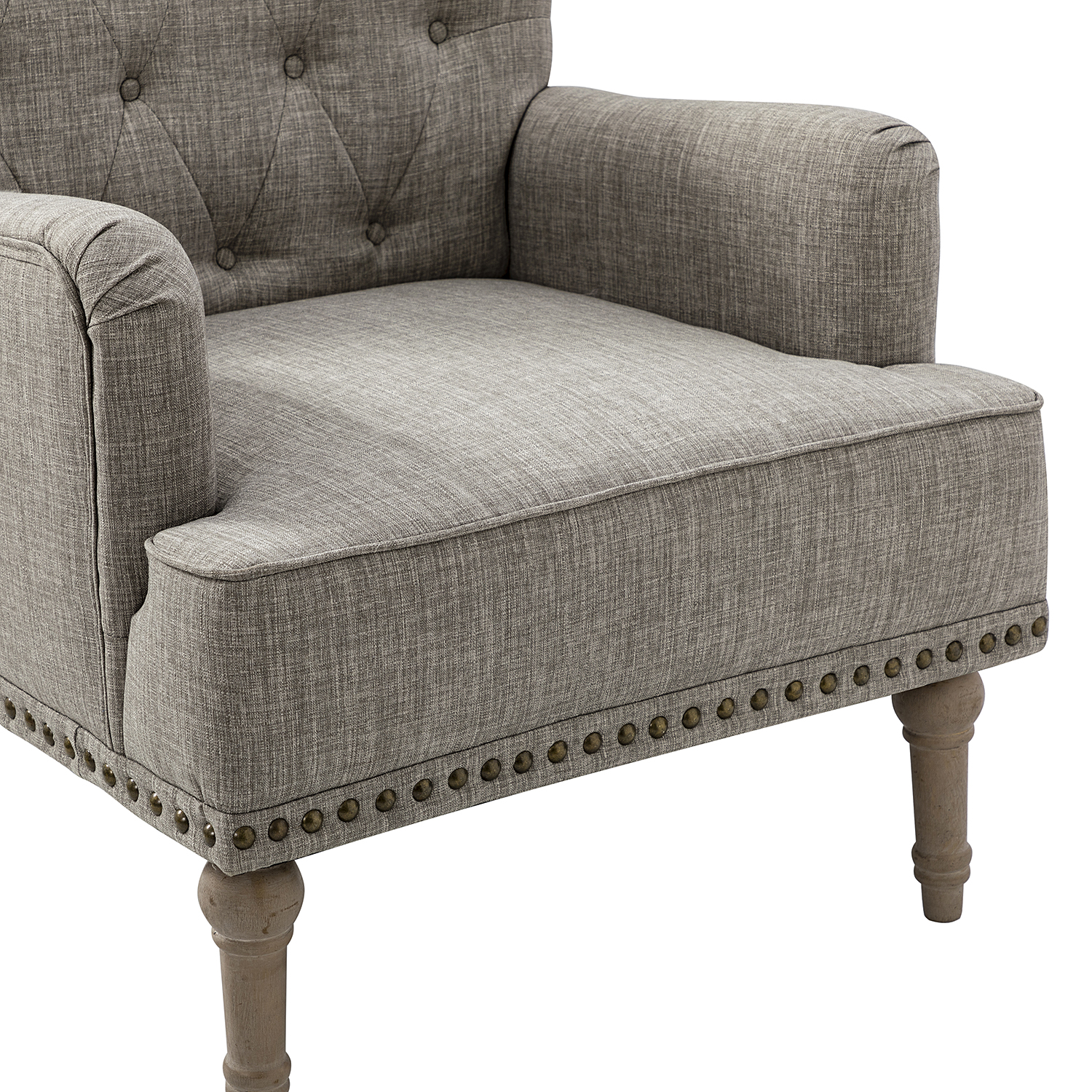 Naida Grey Tufted Nailhead Accent Armchair 5 Naida Grey Tufted Nailhead Accent Armchair - Image 5