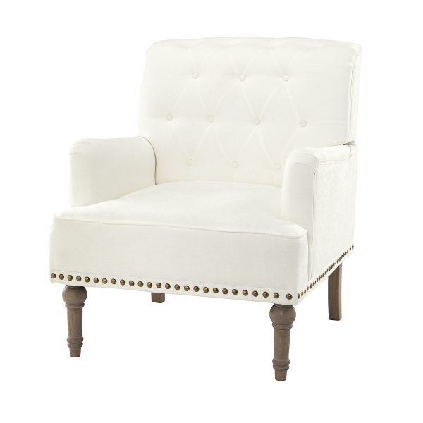 Naida Ivory Tufted Nailhead Accent Armchair 1