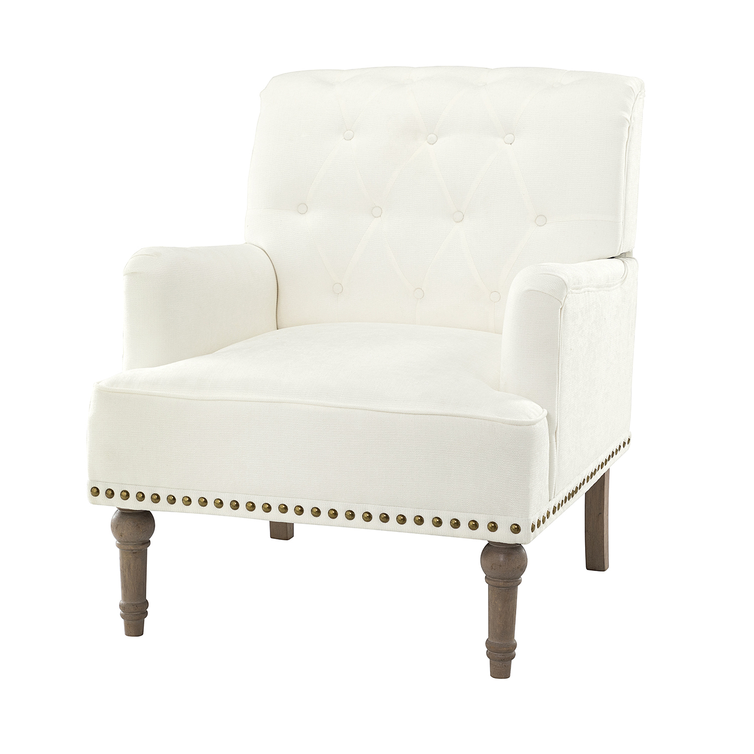Naida Ivory Tufted Nailhead Accent Armchair 2 Naida Ivory Tufted Nailhead Accent Armchair - Image 2