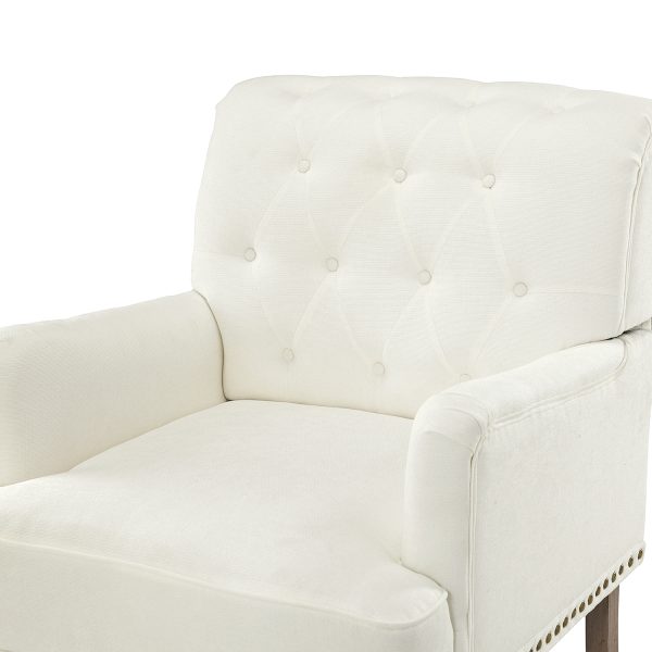 Naida Ivory Tufted Nailhead Accent Armchair 4