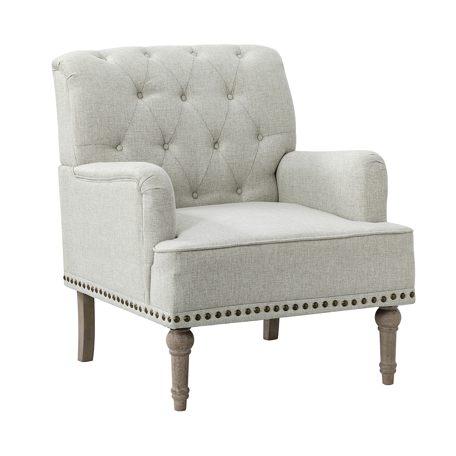 Naida Oatmeal Tufted Nailhead Accent Armchair 2 Naida Oatmeal Tufted Nailhead Accent Armchair - Image 2