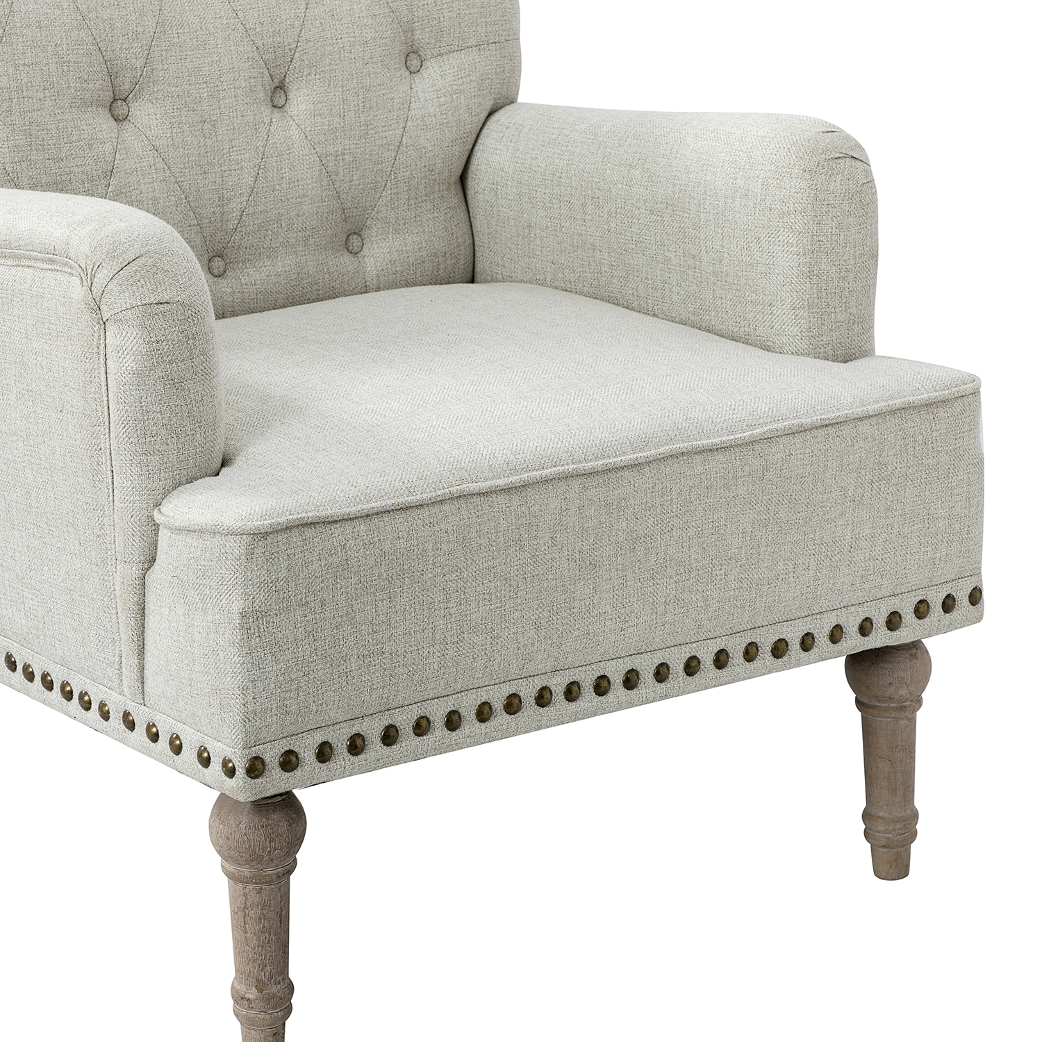 Naida Oatmeal Tufted Nailhead Accent Armchair 5 Naida Oatmeal Tufted Nailhead Accent Armchair - Image 5