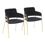 Napoli Black Velvet Gold Metal Contemporary Chair (Set of 2) 14 Napoli Black Velvet Gold Metal Contemporary Chair (Set of 2)