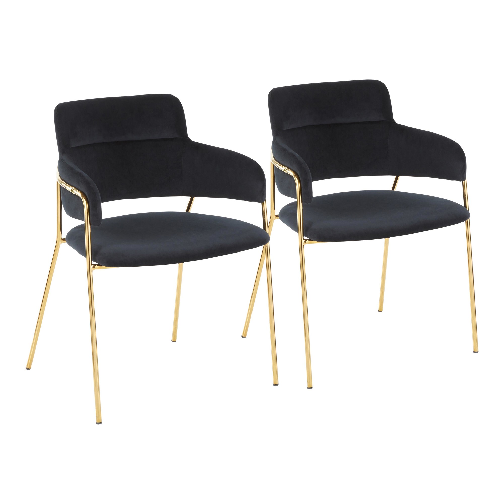 Napoli Black Velvet Gold Metal Contemporary Chair (Set of 2) 3 Napoli Black Velvet Gold Metal Contemporary Chair (Set of 2) - Image 3