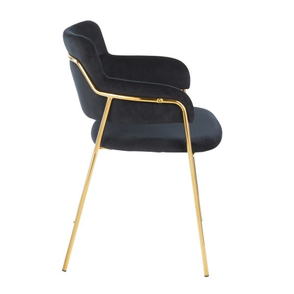 Napoli Black Velvet Gold Metal Contemporary Chair Set of 2 4