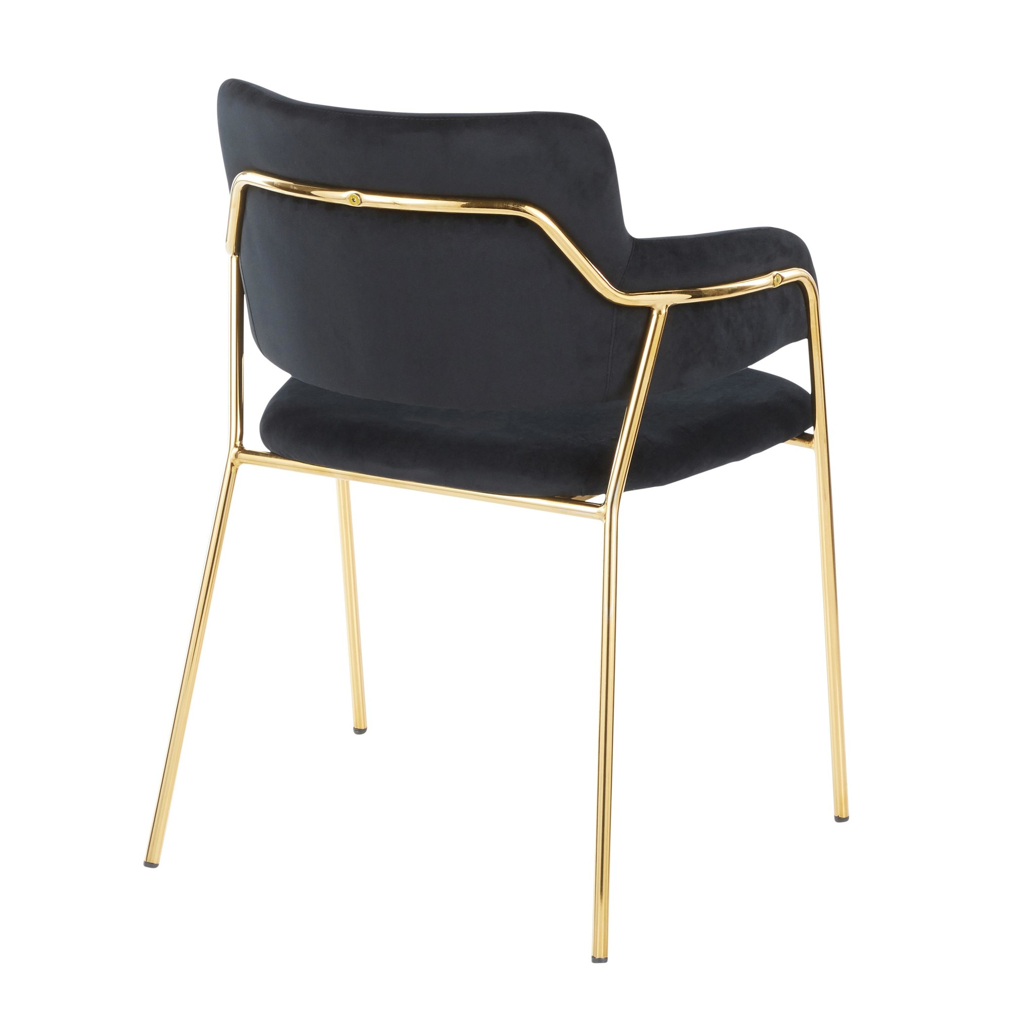 Napoli Black Velvet Gold Metal Contemporary Chair (Set of 2) 6 Napoli Black Velvet Gold Metal Contemporary Chair (Set of 2) - Image 6