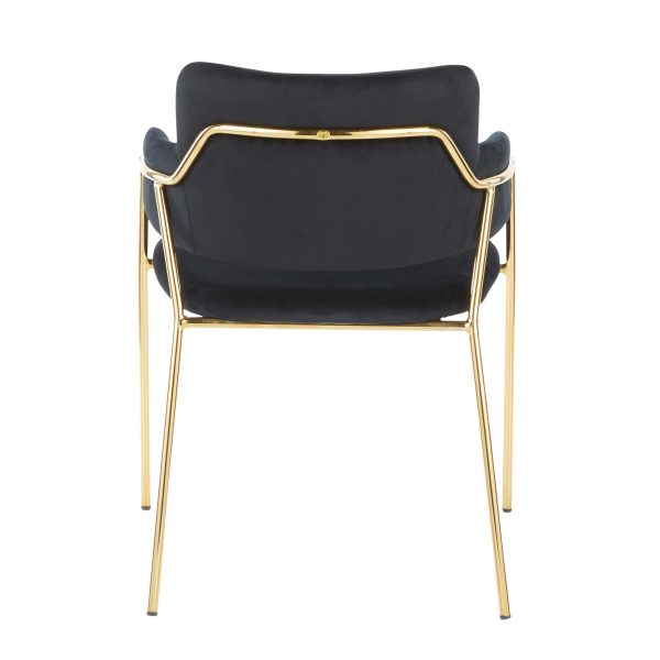 Napoli Black Velvet Gold Metal Contemporary Chair Set of 2 6