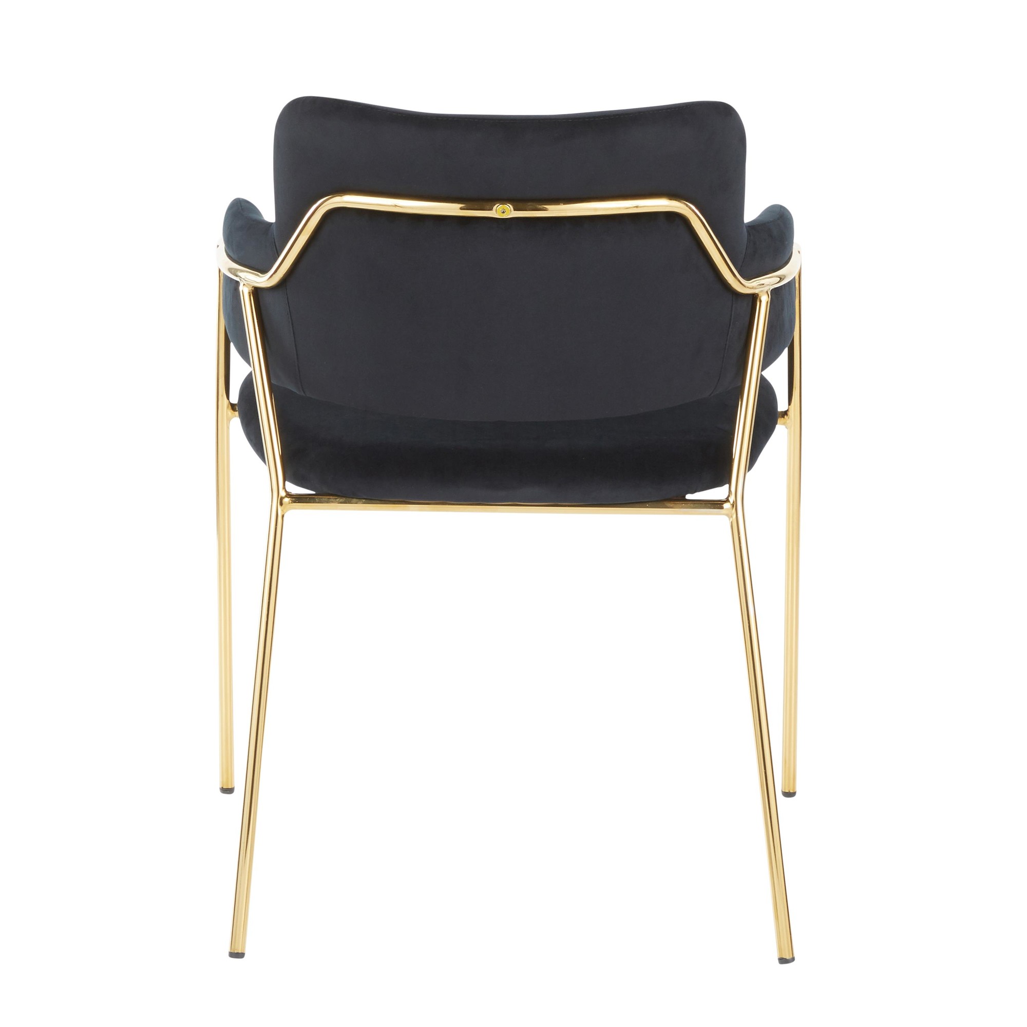 Napoli Black Velvet Gold Metal Contemporary Chair (Set of 2) 7 Napoli Black Velvet Gold Metal Contemporary Chair (Set of 2) - Image 7