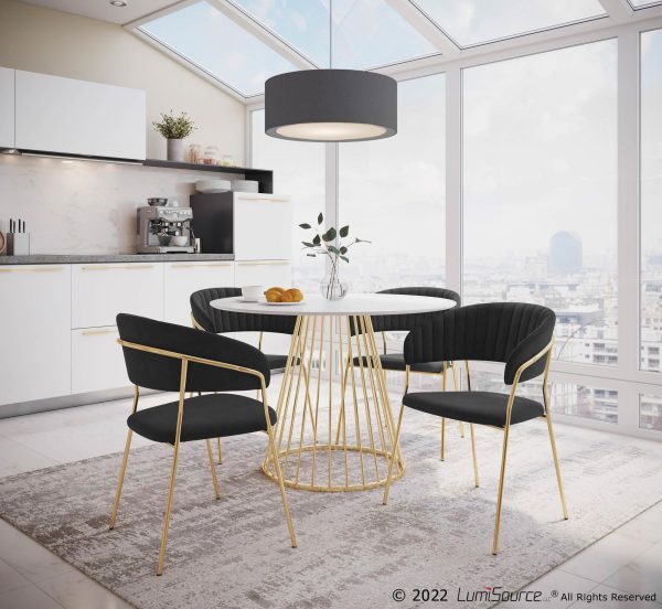 Napoli Black Velvet Gold Metal Contemporary Chair Set of 2
