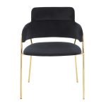 Napoli Black Velvet Gold Metal Contemporary Chair (Set of 2) 19 Napoli Black Velvet Gold Metal Contemporary Chair (Set of 2)
