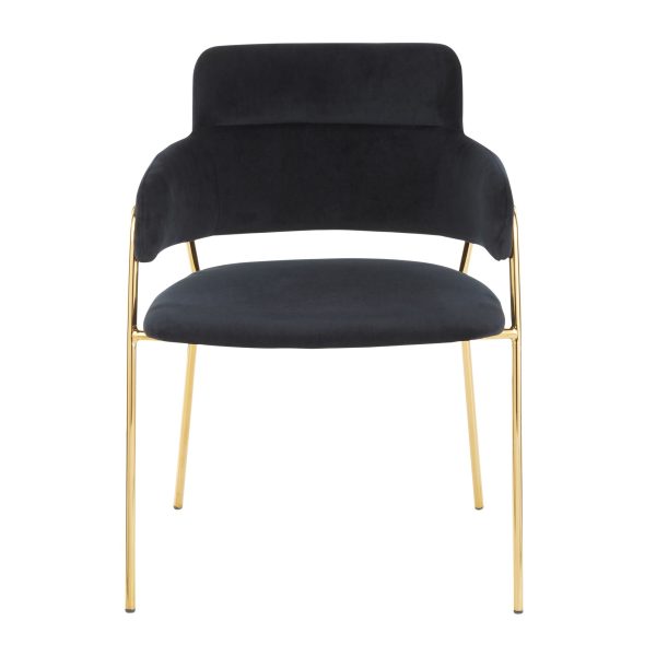 Napoli Black Velvet Gold Metal Contemporary Chair Set of 2 7
