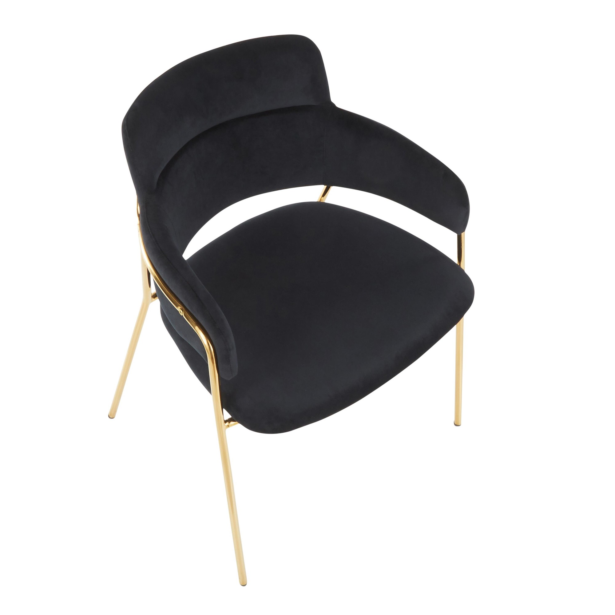 Napoli Black Velvet Gold Metal Contemporary Chair (Set of 2) 9 Napoli Black Velvet Gold Metal Contemporary Chair (Set of 2) - Image 9
