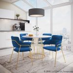 Napoli Blue Velvet Gold Contemporary Chairs (Set of 2) 12 Napoli Blue Velvet Gold Contemporary Chairs (Set of 2)