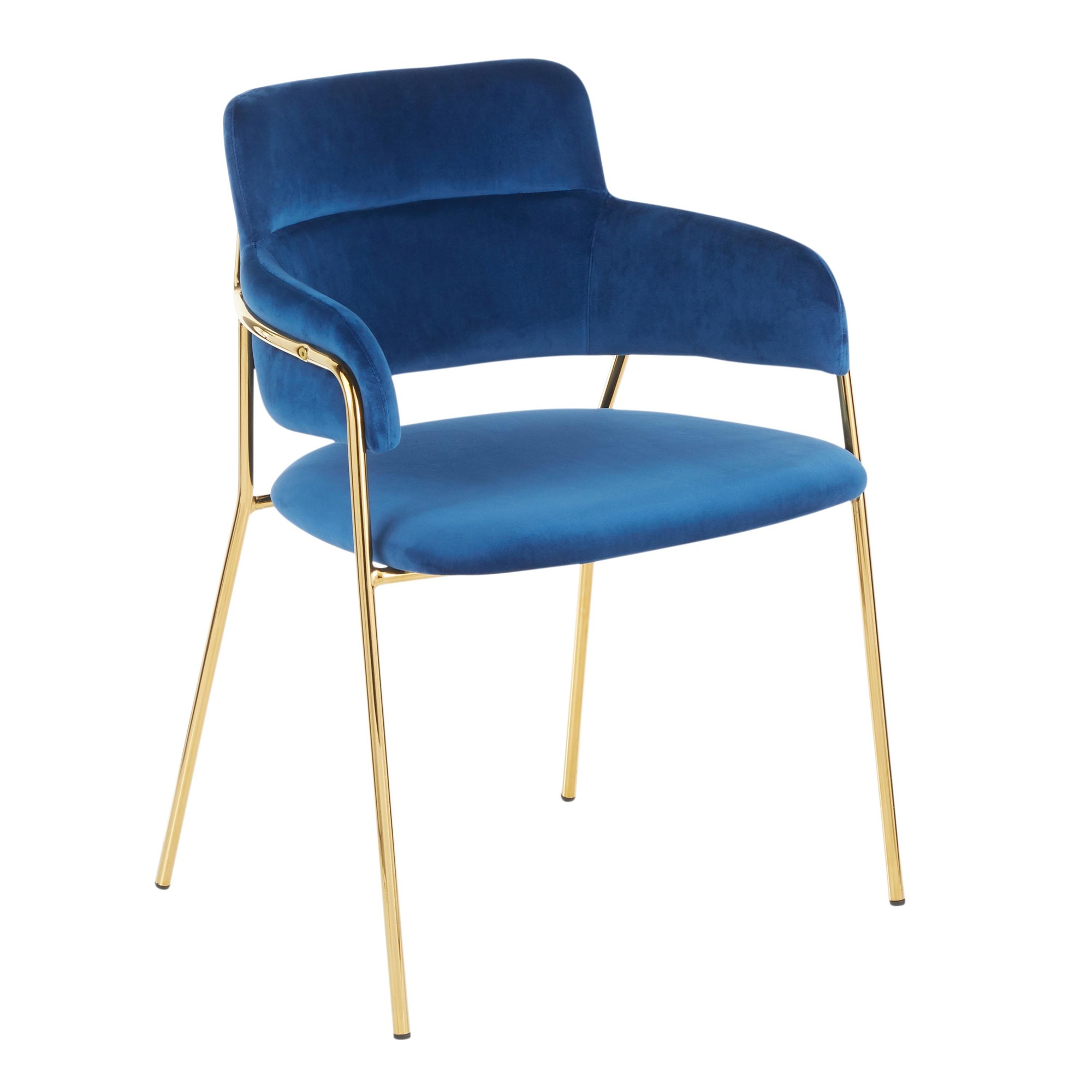 Napoli Blue Velvet Gold Contemporary Chairs (Set of 2) 4 Napoli Blue Velvet Gold Contemporary Chairs (Set of 2) - Image 4