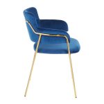 Napoli Blue Velvet Gold Contemporary Chairs (Set of 2) 16 Napoli Blue Velvet Gold Contemporary Chairs (Set of 2)