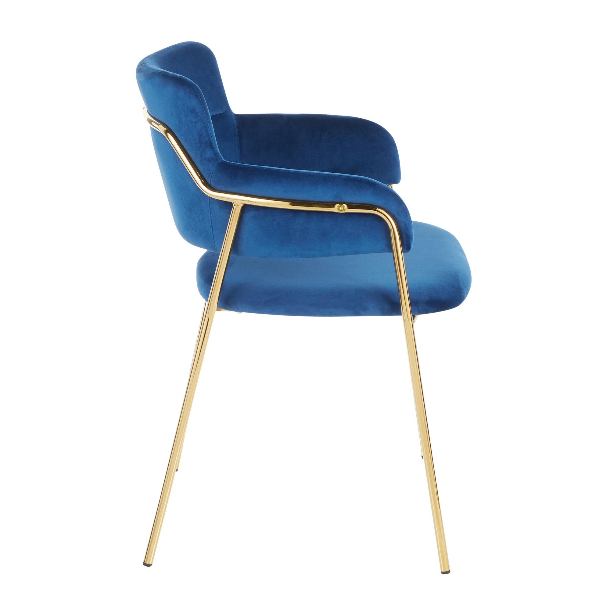 Napoli Blue Velvet Gold Contemporary Chairs (Set of 2) 5 Napoli Blue Velvet Gold Contemporary Chairs (Set of 2) - Image 5