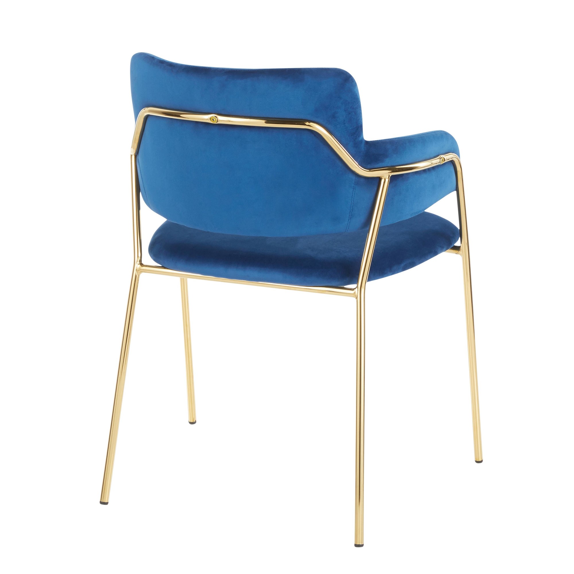Napoli Blue Velvet Gold Contemporary Chairs (Set of 2) 6 Napoli Blue Velvet Gold Contemporary Chairs (Set of 2) - Image 6