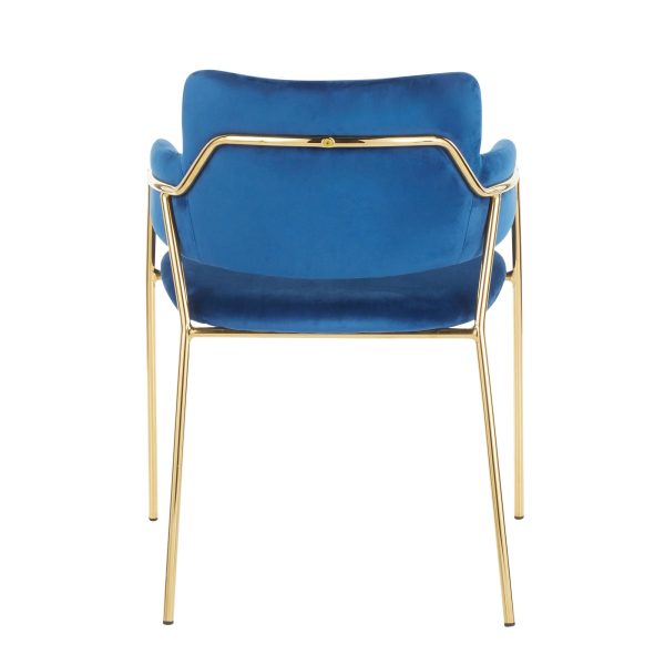 Napoli Blue Velvet Gold Contemporary Chairs Set of 2 6