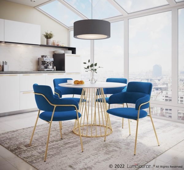 Napoli Blue Velvet Gold Contemporary Chairs Set of 2