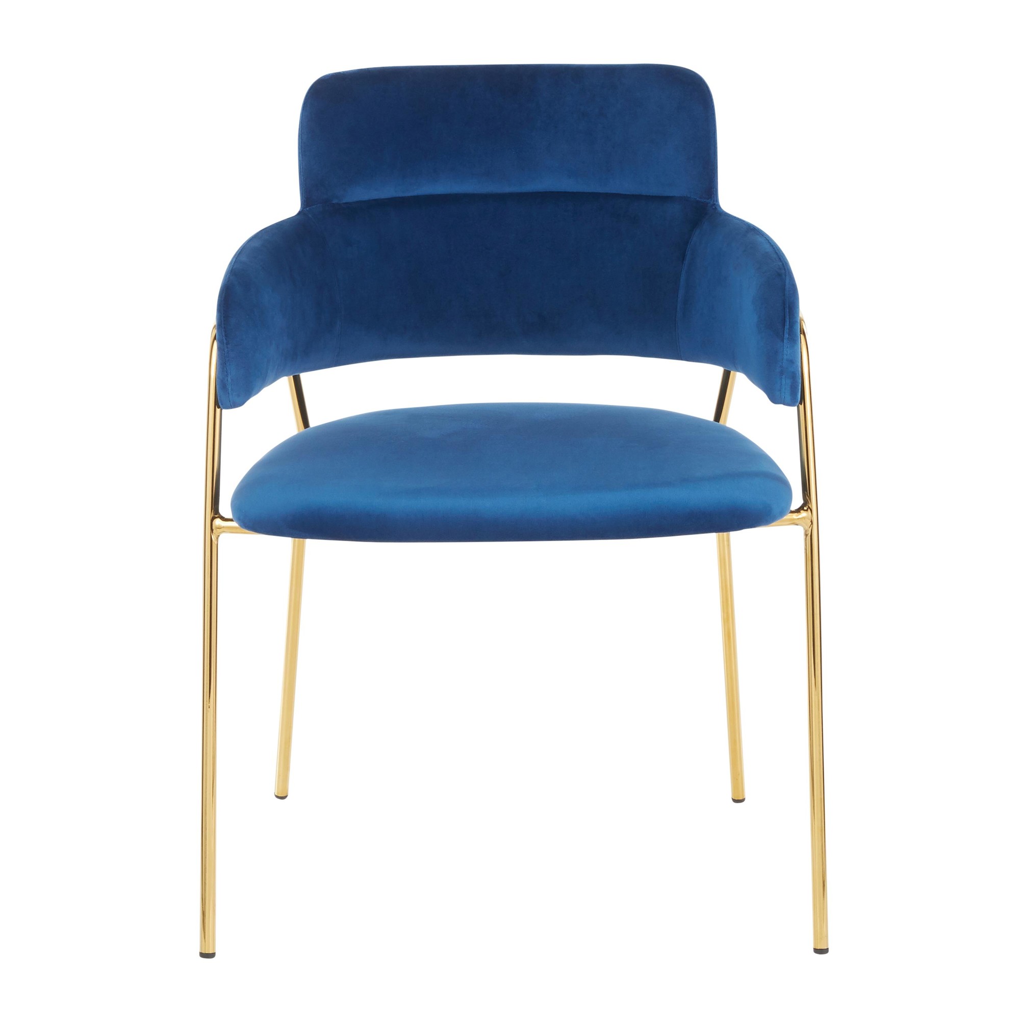 Napoli Blue Velvet Gold Contemporary Chairs (Set of 2) 8 Napoli Blue Velvet Gold Contemporary Chairs (Set of 2) - Image 8