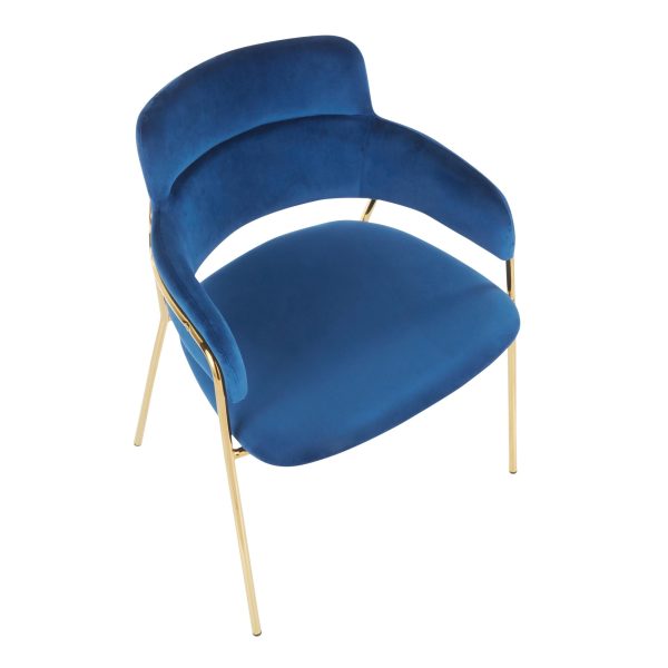 Napoli Blue Velvet Gold Contemporary Chairs Set of 2 8