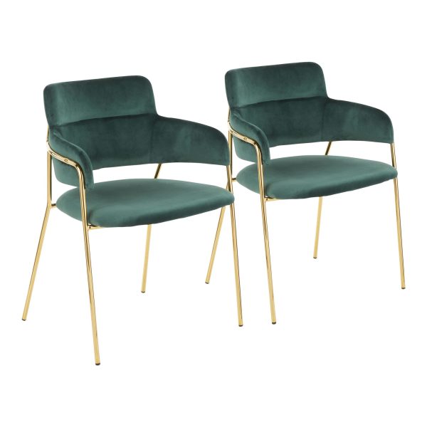 Napoli Gold and Emerald Green Velvet Contemporary Chairs Set of 2 2
