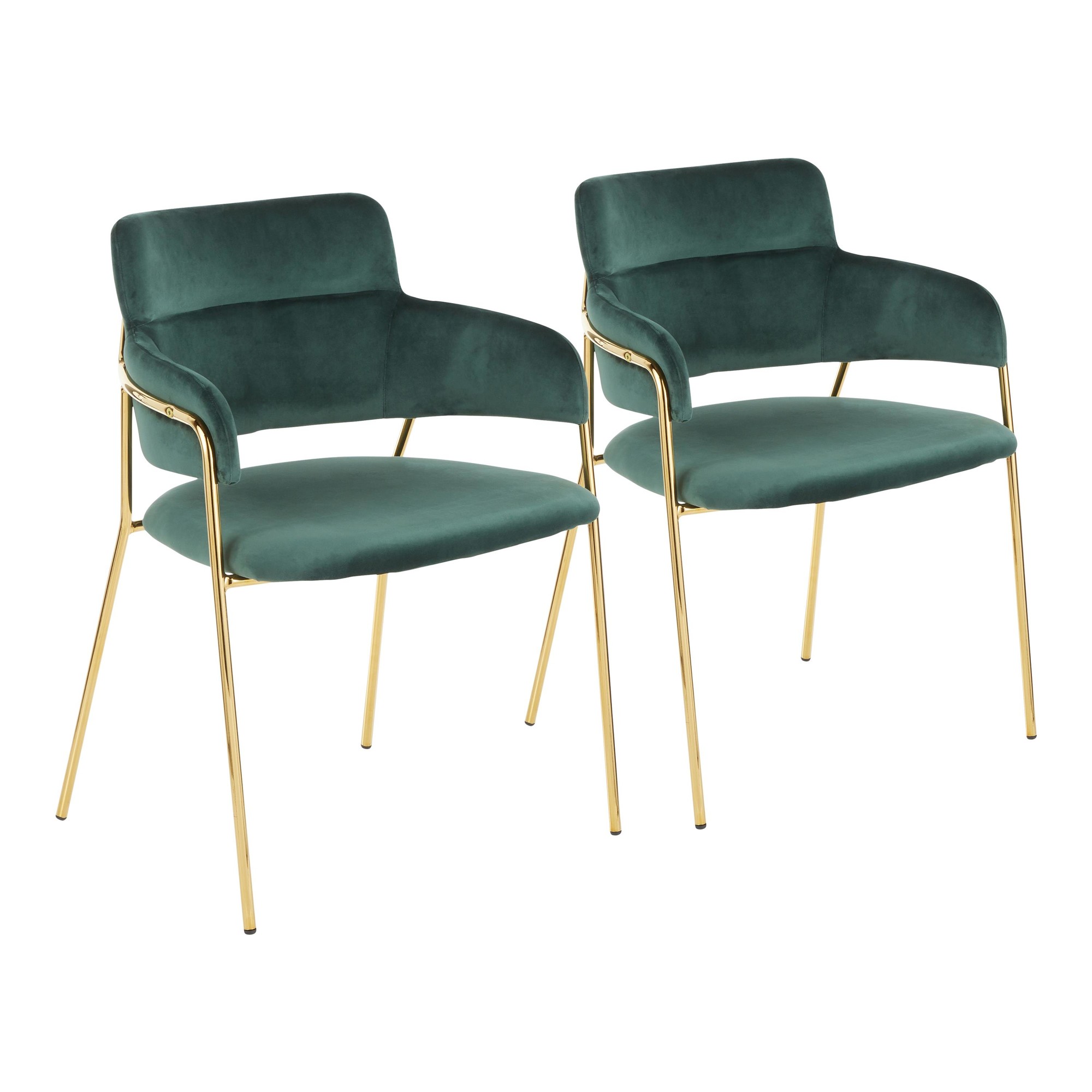 Napoli Gold and Emerald Green Velvet Contemporary Chairs (Set of 2) 3 Napoli Gold and Emerald Green Velvet Contemporary Chairs (Set of 2) - Image 3