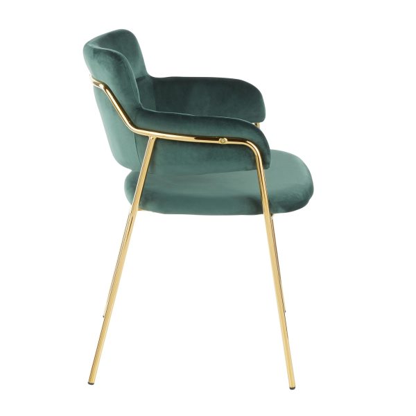 Napoli Gold and Emerald Green Velvet Contemporary Chairs Set of 2 4